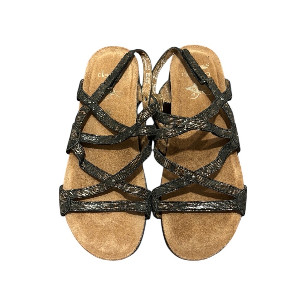 Dansko Women's Jovie Coffee Swirl Leather Slingback Strappy Sandals Size 38/7.5